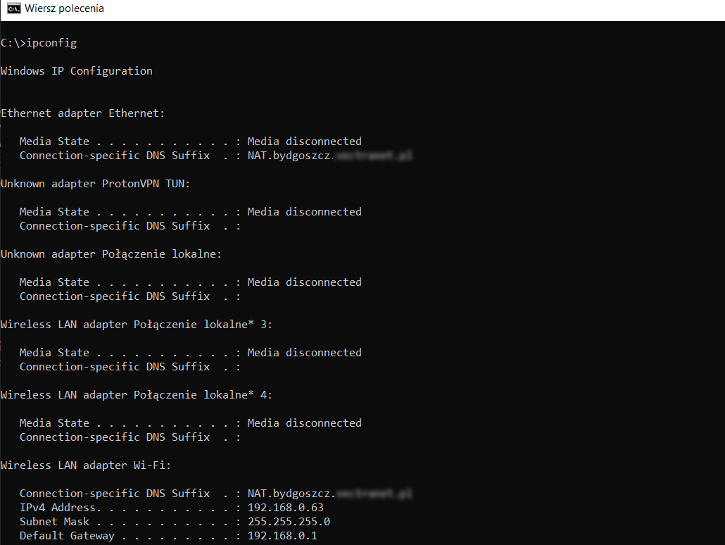 sprawdzanie adresu IP