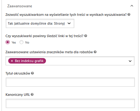 wtyczka Yoast ustawienia