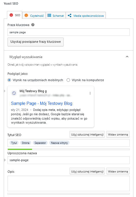 wtyczka Yoast konfiguracja